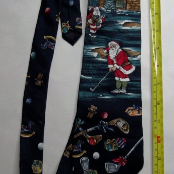 Vintage Stafford Golf Christmas Santa Tie Silk Golfer Holiday - Picture 2 of 4